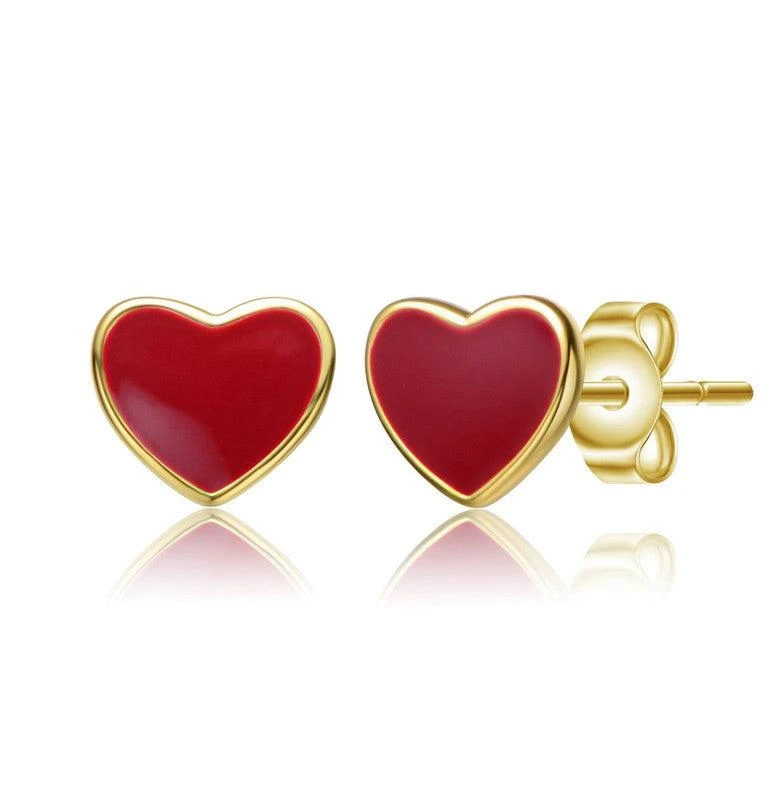 商品GigiGirl|Toddler/Kids 14k Gold Plated Colored Enamel Tiny Flat Heart Stud Earrings,价格¥302,第3张图片详细描述