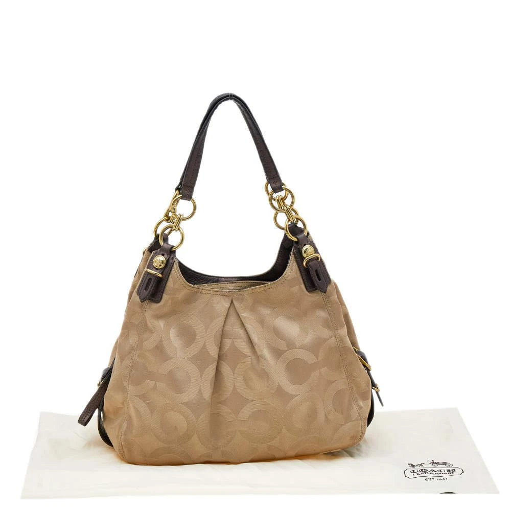 Coach Beige/Brown Signature Op Art Canvas and Leather Maggie Shoulder Bag 商品