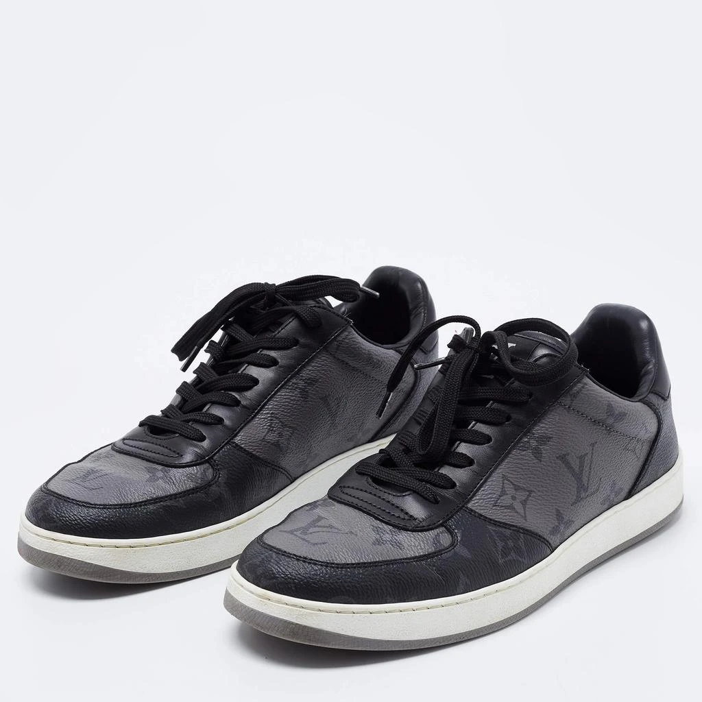 商品[二手商品] Louis Vuitton|Louis Vuitton Grey/Black Monogram Canvas And Leather Rivoli Lace Up Sneakers  Size 36.5,价格¥4080,第2张图片详细描述