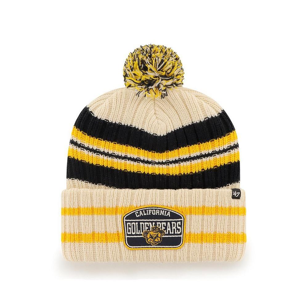 商品47 Brand|Men's '47 Natural Cal Bears Hone Patch Cuffed Knit Hat with Pom,价格¥158,第1张图片