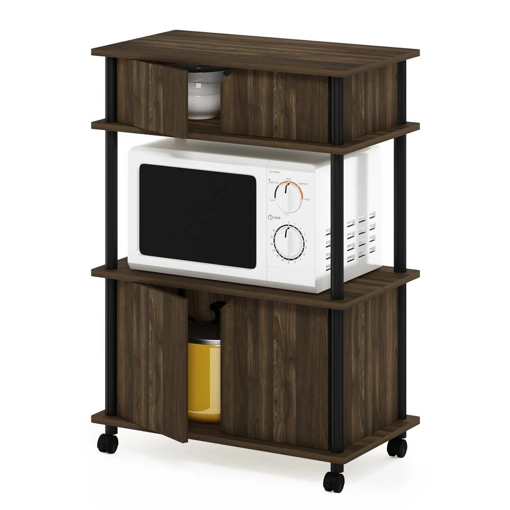 商品Furinno|Turn-N-Tube Toolless Storage Cart with Cabinet, Columbia Walnut/Black,价格¥1257,第4张图片详细描述