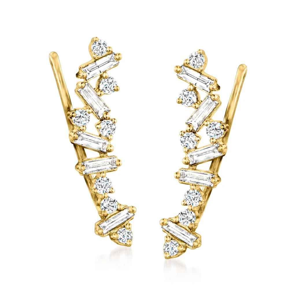 商品Ross-Simons|Ross-Simons Round and Baguette Diamond Ear Climbers in 14kt Yellow Gold,价格¥6336,第1张图片