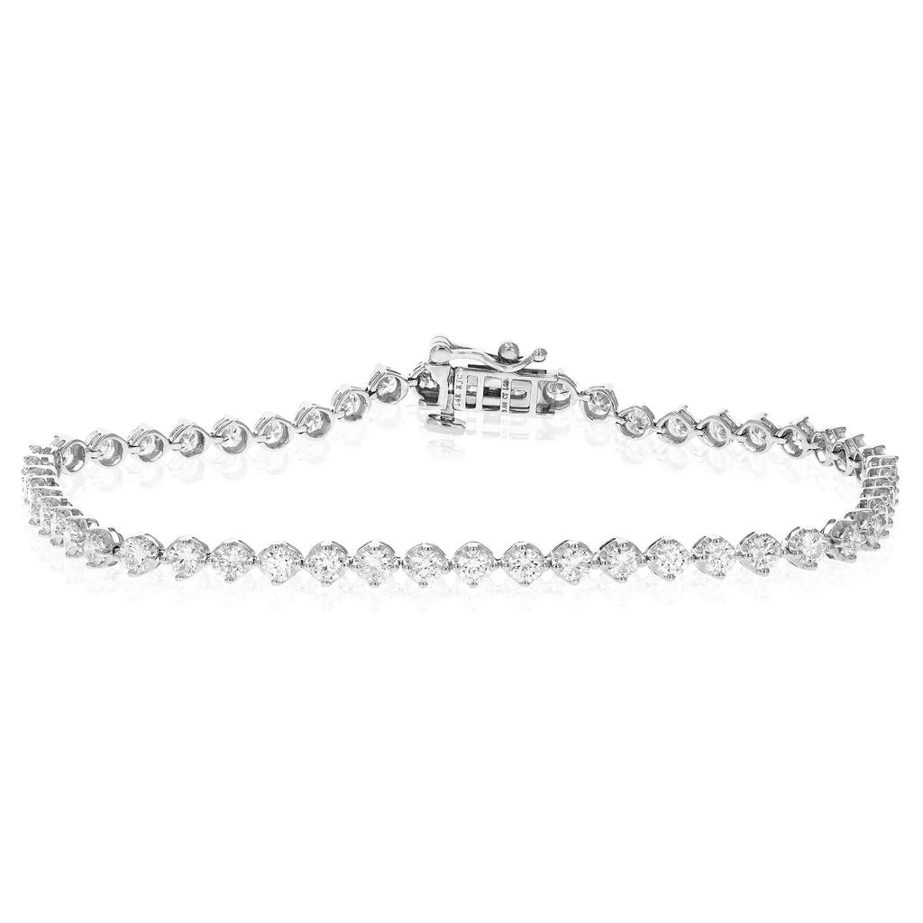 商品Vir Jewels|3 cttw 53 Stones Round Cut Lab Grown Diamond Bracelet 14K White Gold Prong Set 7 Inch,价格¥13346,第1张图片