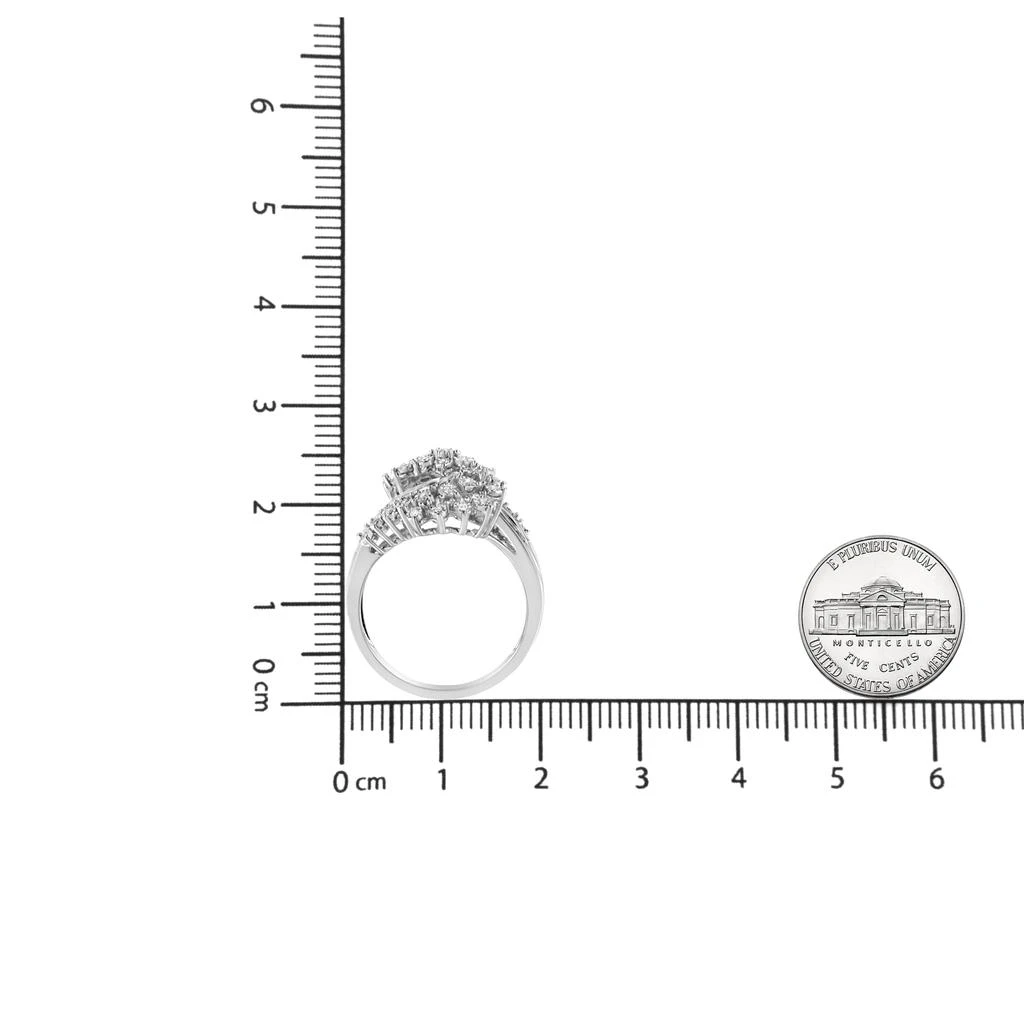 10K White Gold 1/2 Cttw Round and Baguette-Cut "S" Shaped Bypass Cocktail Ring 商品