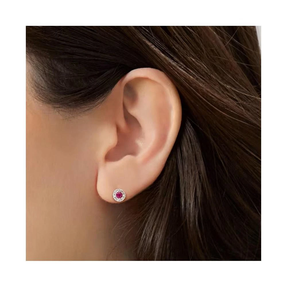 商品Simona|Ruby/ Sapphire and Diamond Round Stud Earrings with 14kt Yellow Gold,价格¥2833,第3张图片详细描述
