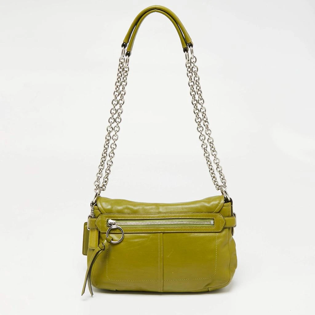 商品[二手商品] Coach|Coach Green Leather Turn-lock Flap Chain Shoulder Bag,价格¥809,第4张图片详细描述