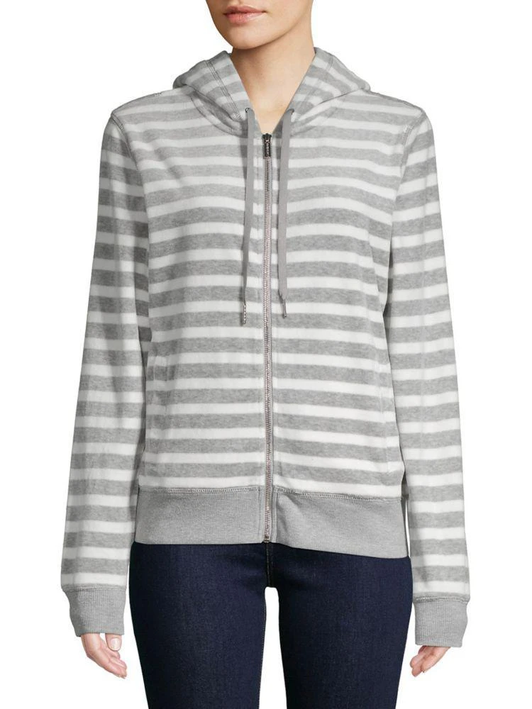 商品Calvin Klein|Striped Velour Hoodie,价格¥525,第2张图片详细描述