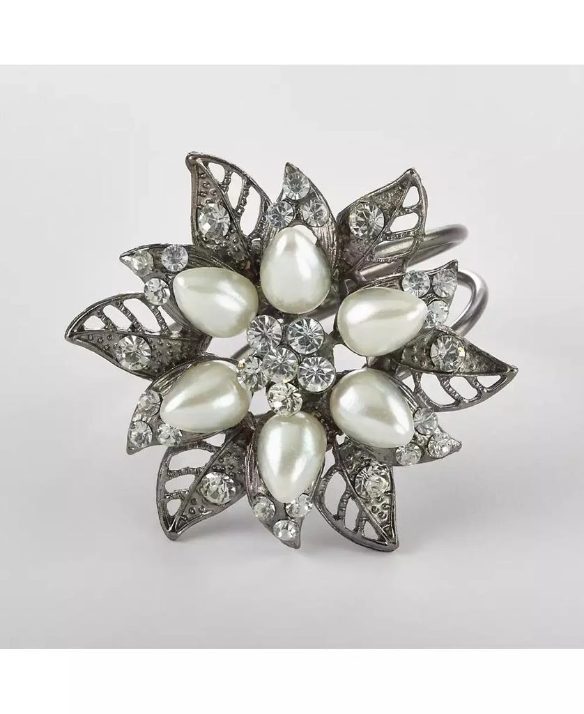 商品Saro Lifestyle|Bejeweled Flower Design Napkin Ring, Set of 4,价格¥155,第1张图片