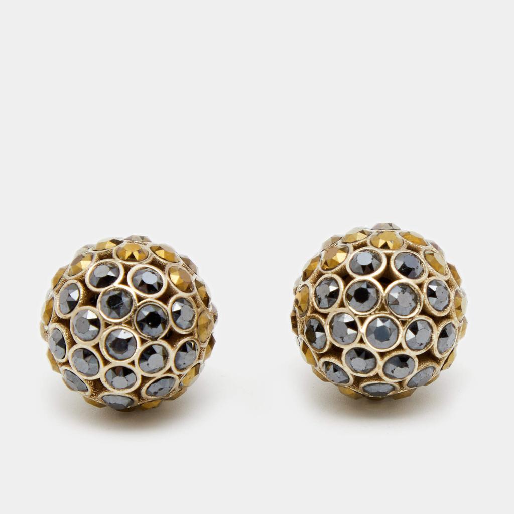 商品[二手商品] Dior|Dior Tribales Ombre Crystal Embellished  Gold Tone Stud Earrings,价格¥2676,第5张图片详细描述