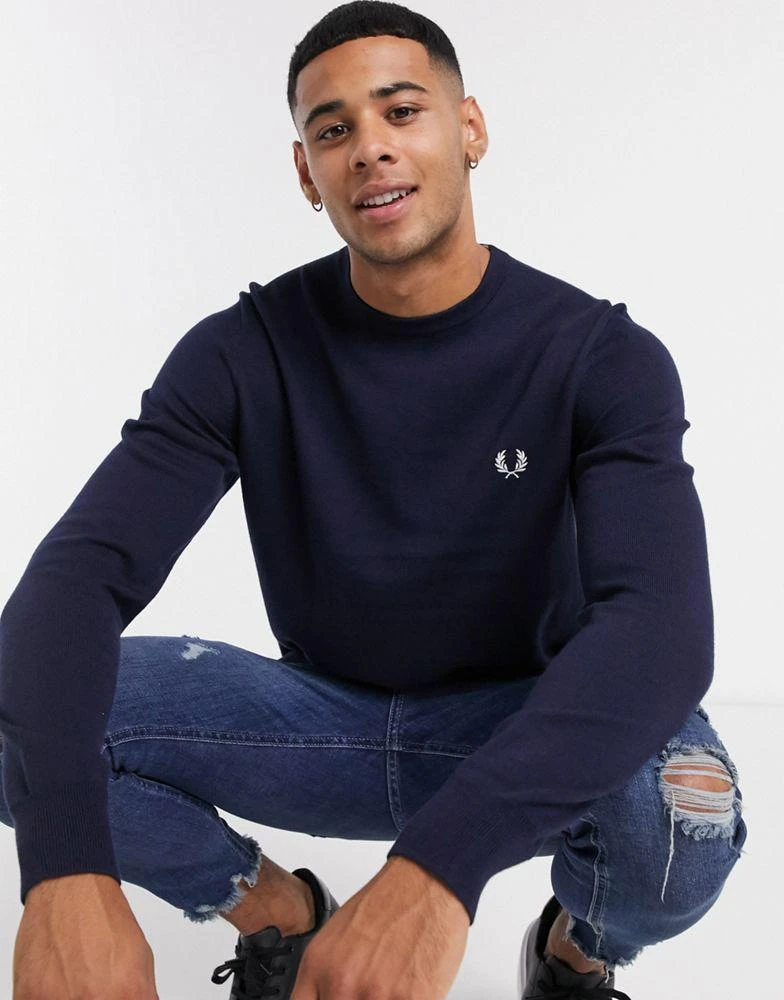 商品Fred Perry|Fred Perry crew neck jumper in navy,价格¥960,第1张图片