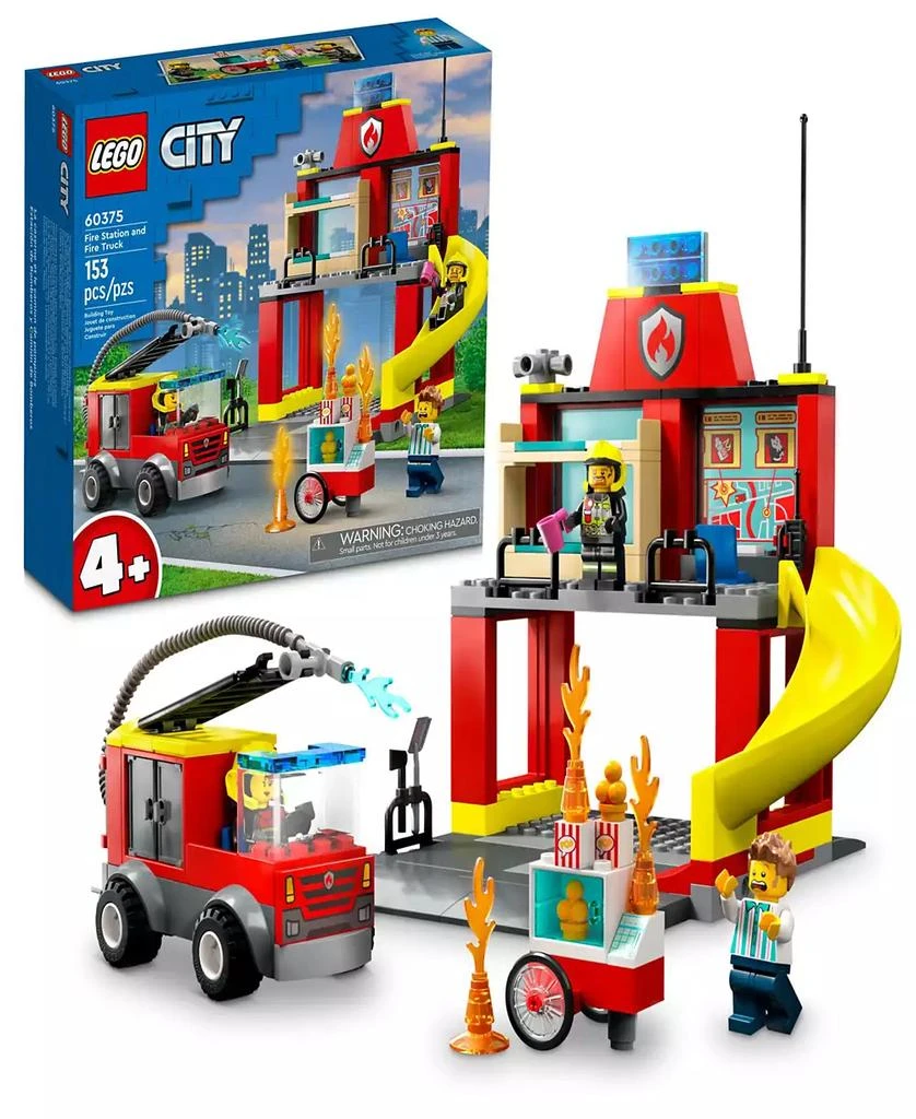商品LEGO|City Fire Station and Fire Truck 60375 Toy Building Set with Firefighter Minifigures,价格¥253,第1张图片