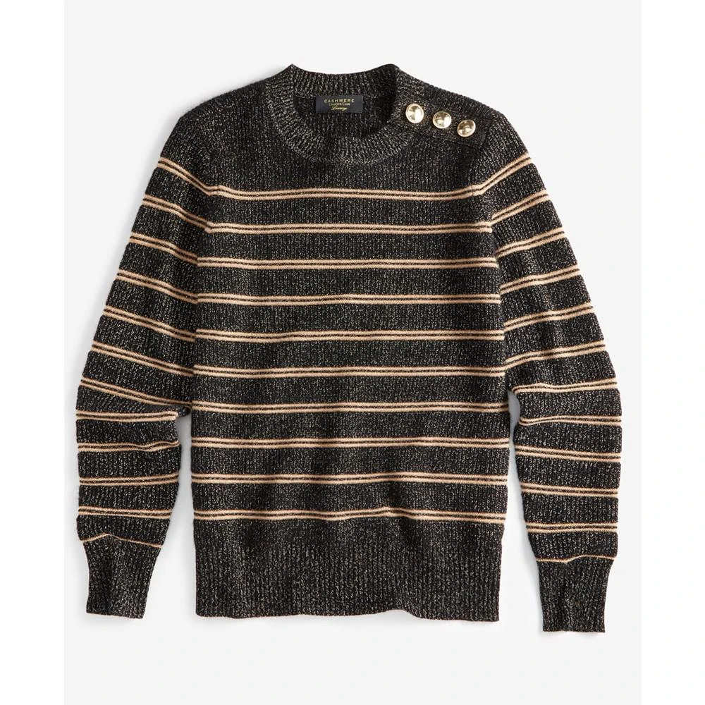 商品Charter Club|Women's 100% Cashmere Metallic Stripe Sweater, Created for Macy's,价格¥166,第5张图片详细描述