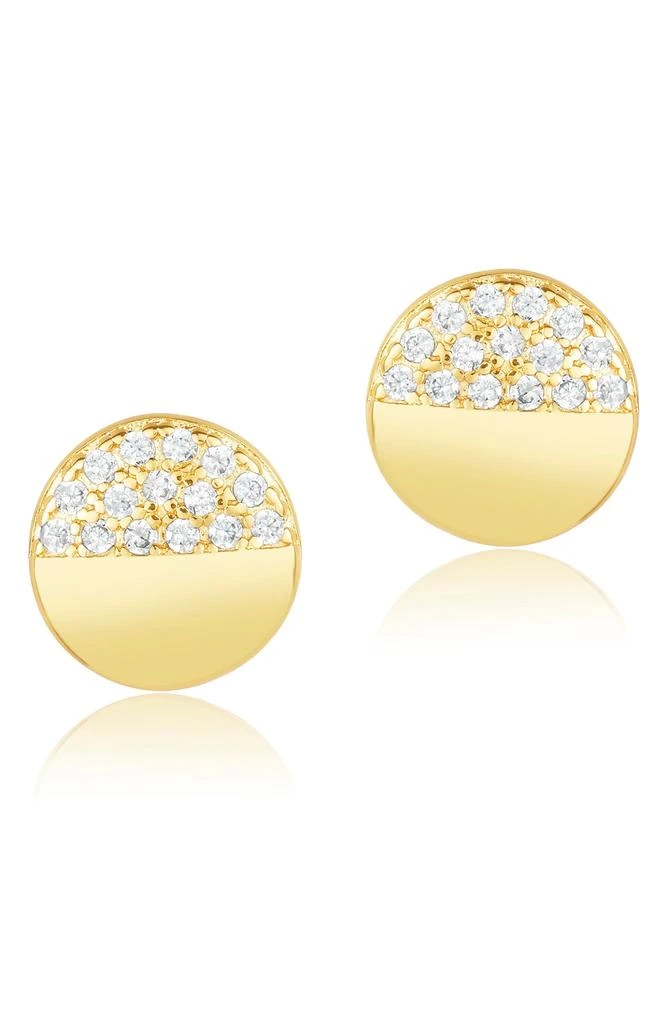 商品ADORNIA|14K Gold Plated Pave Half Disc Stud Earrings,价格¥152,第1张图片