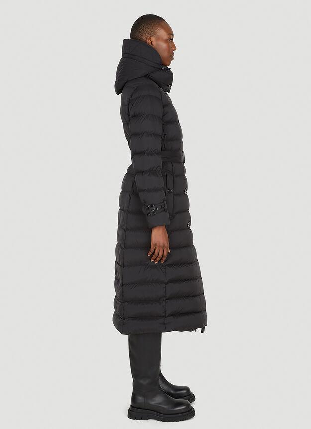 Double Breasted Quilted Coat in Black商品第3张图片规格展示