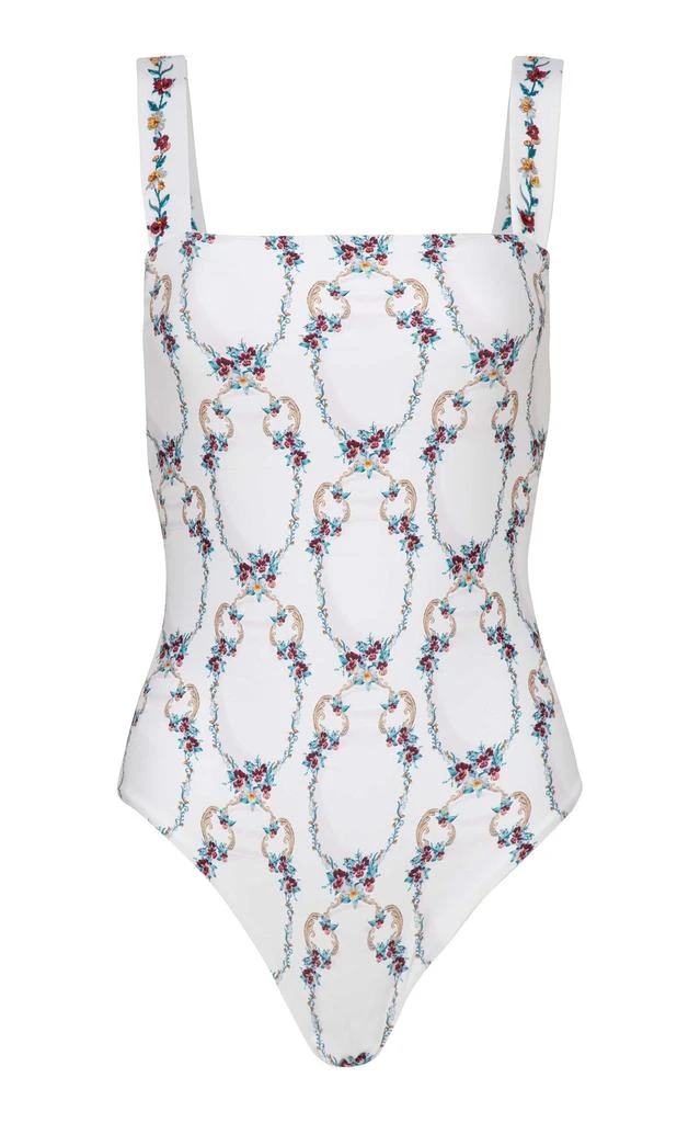 商品Agua by Agua Bendita|Agua by Agua Bendita - Cafe Florero Square Neck One-Piece Swimsuit - Ivory - XS - Moda Operandi,价格¥915,第1张图片