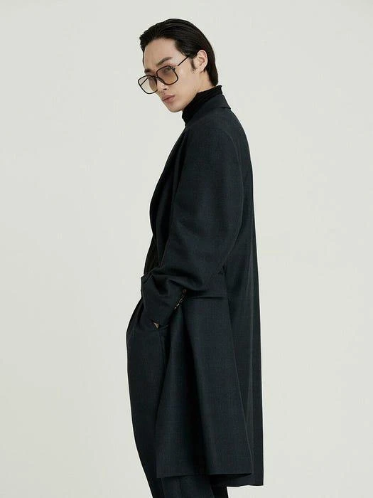 商品sunnus|Wool Three Button Oversized Coat Blue,价格¥3807,第3张图片详细描述