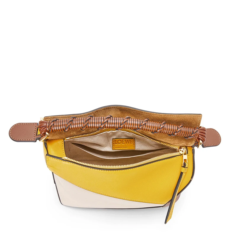 LOEWE/罗意威 21春夏款 Puzzle Edge系列 女士小号芥末/浅燕麦纳帕小牛皮斜挎单肩手提拼图包A510P60X06-8311 商品