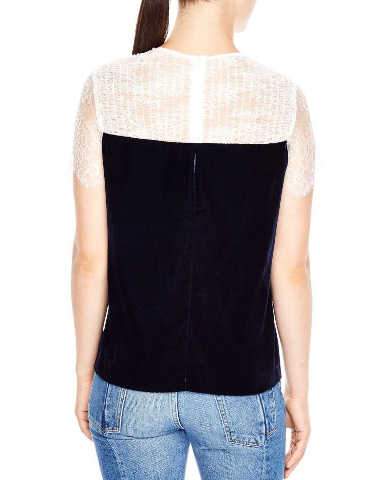 商品Sandro|Alice Velvet Contrast Top,价格¥815,第2张图片详细描述