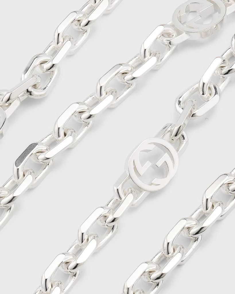 商品Gucci|Men's Sterling Silver Interlocking G Link Necklace,价格¥5863,第3张图片详细描述