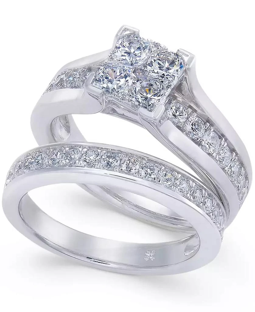商品Macy's|Diamond Cluster Bridal Set (1-1/2 ct. t.w.) in 14k White Gold or 14k Yellow Gold,价格¥19654,第1张图片
