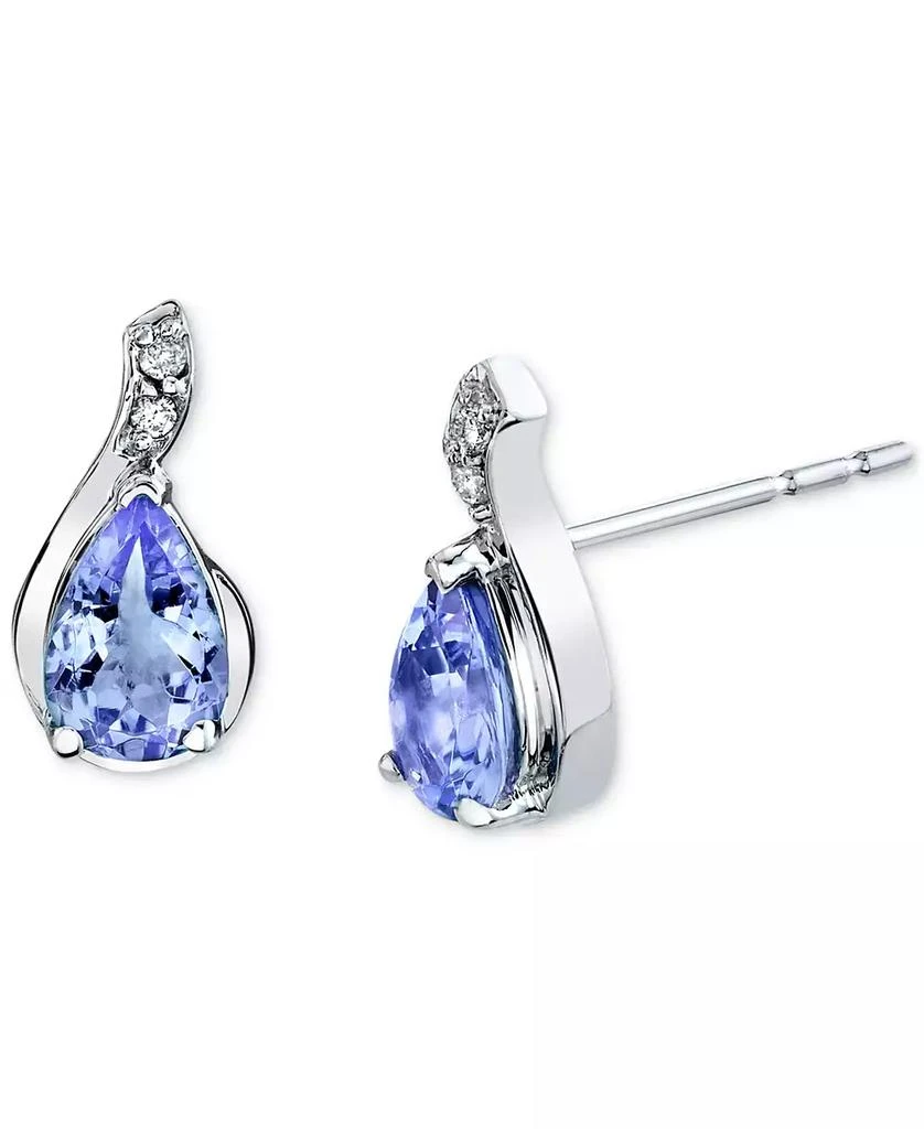 商品Macy's|Tanzanite (7/8 ct. t.w.) & Diamond Accent Stud Earrings in 14k White Gold,价格¥1539,第2张图片详细描述