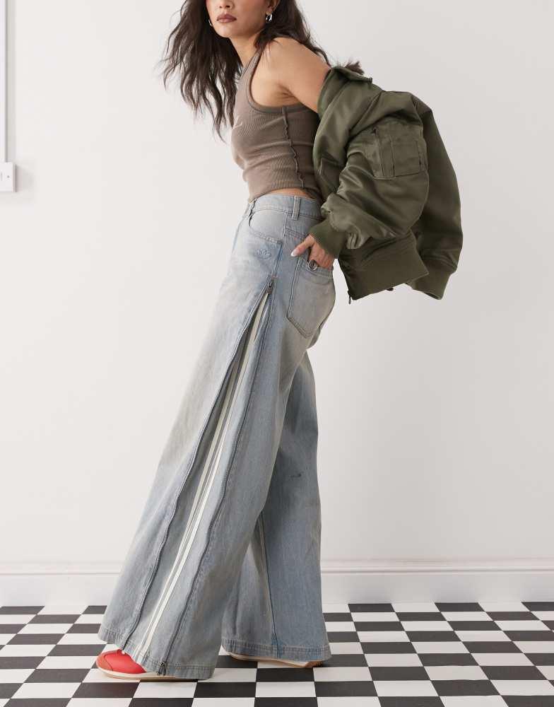 オリジナル DILENIUM DENIM ZIP PANTS 30 adidas Originals Adilenium Season 3 side zip jeans in light wash