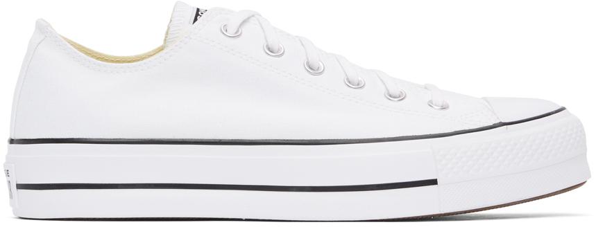 White Leather Chuck Taylor All Star Lift Low Sneakers商品第1张图片规格展示