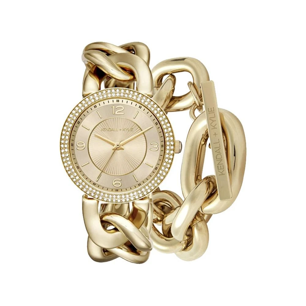 商品KENDALL & KYLIE|iTouch Women's Chunky Chain Gold-Tone Metal Bracelet Watch,价格¥150,第1张图片