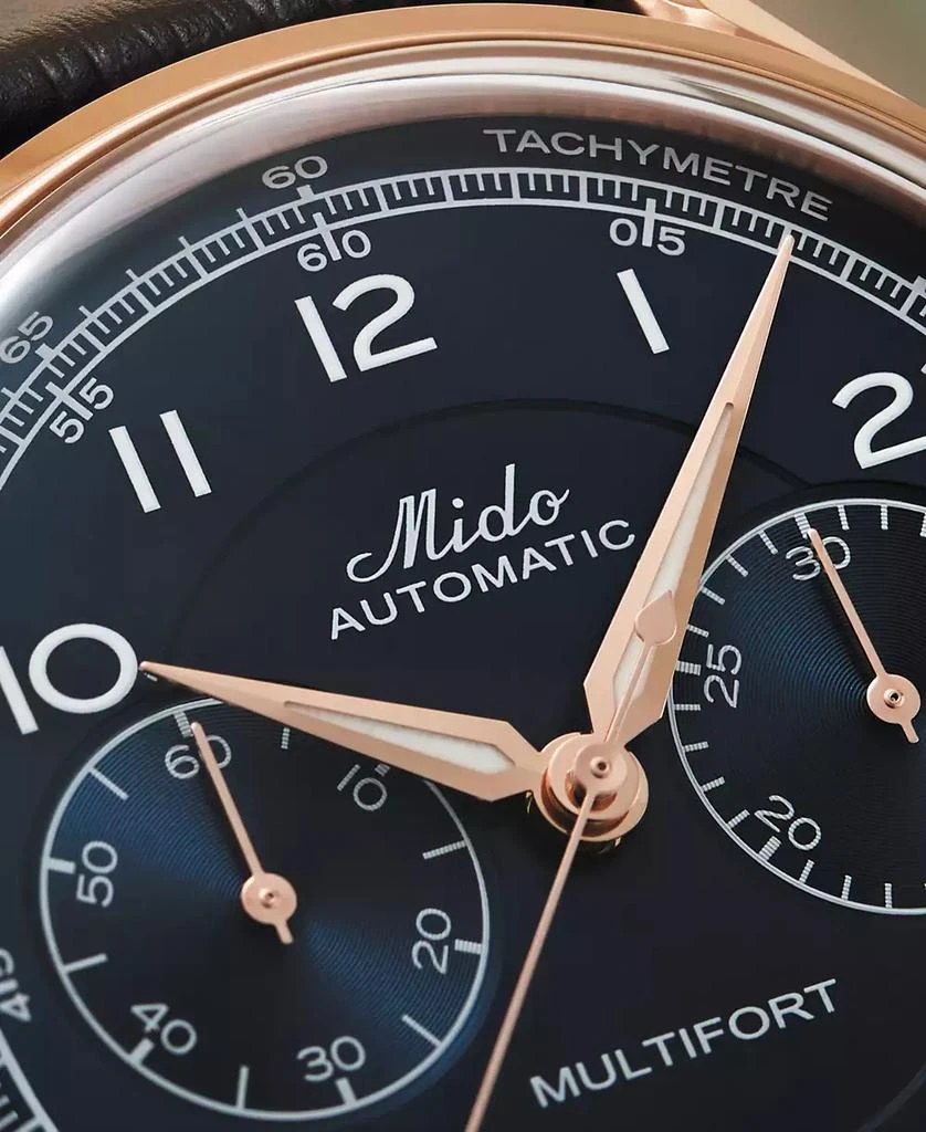 商品MIDO|Men's Swiss Automatic Chronograph Multifort Brown Leather Strap Watch 42mm,价格¥19591,第4张图片详细描述