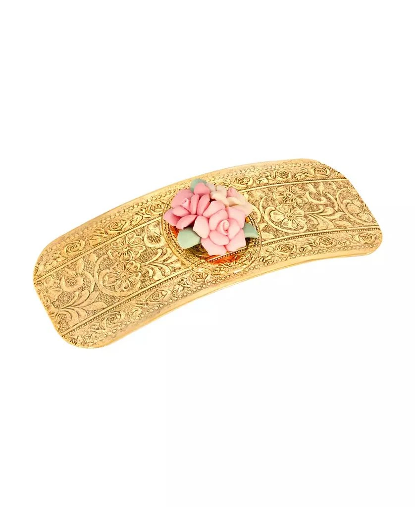 商品2028|Women's Gold-Tone Large Porcelain Flower Hair Barrette,价格¥311,第1张图片