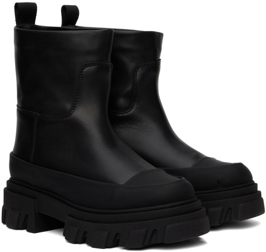 Black Leather Tubular Boots商品第4张图片规格展示