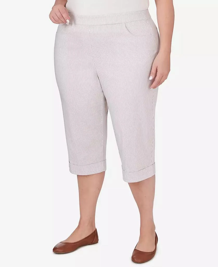 商品Alfred Dunner|Plus Size Garden Party Stripe Clamdigger Capri Pants with Cuffed Hem,价格¥328,第3张图片详细描述