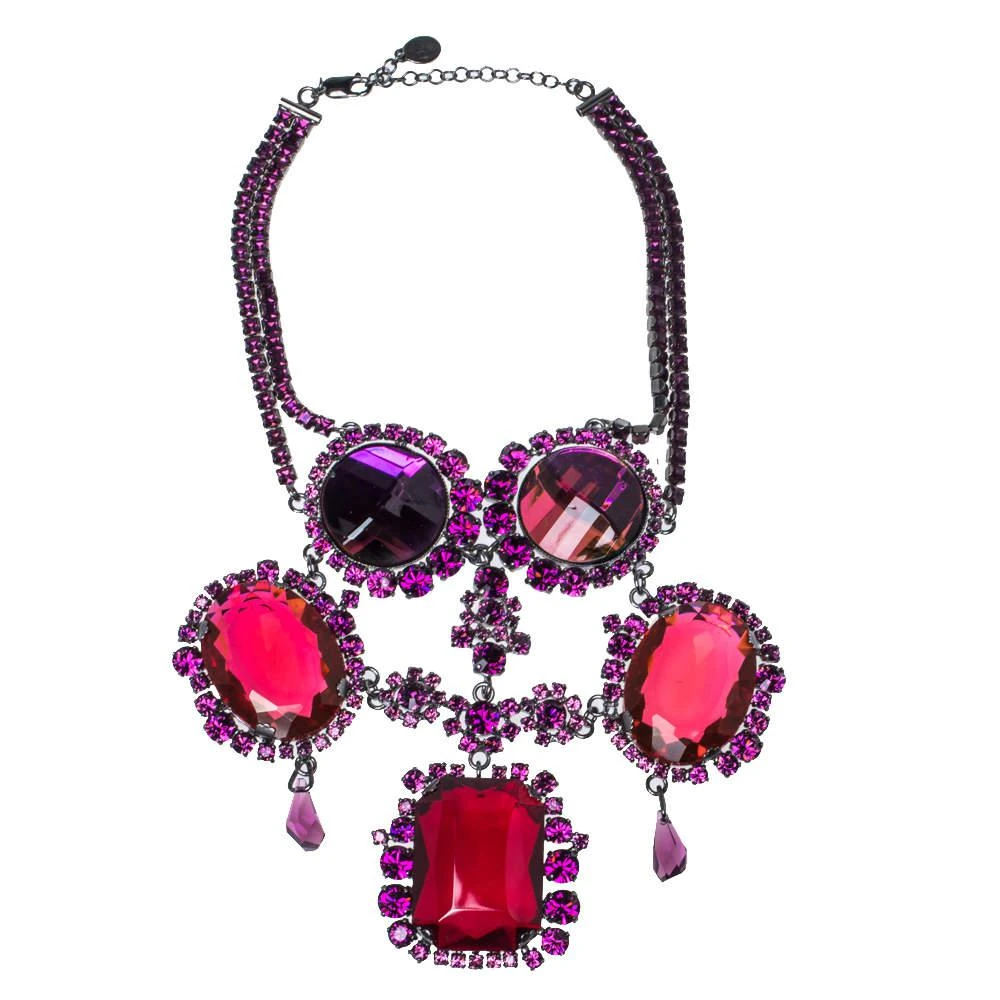 商品[二手商品] Dior|Dior Gunmetal Tone Crystal Statement Necklace,价格¥11027,第1张图片