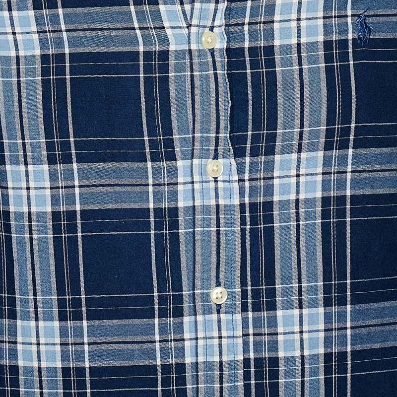 商品[二手商品] Ralph Lauren|Ralph Lauren Blue Checkered Cotton Button Front Shirt L,价格¥736,第5张图片详细描述