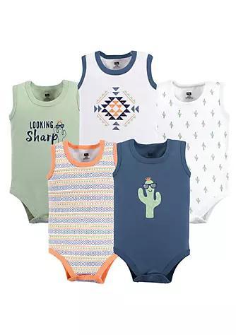 商品Hudson|Hudson Baby Infant Boy Cotton Sleeveless Bodysuits 5pk, Cactus,价格¥134,第1张图片