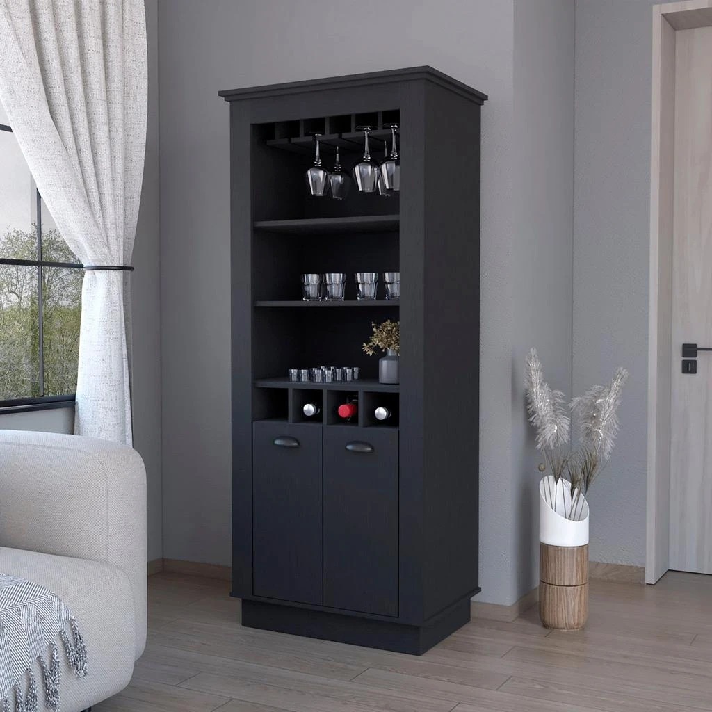 商品Homezia|70" Black Bar Cabinet With Wine Storage,价格¥7584,第5张图片详细描述