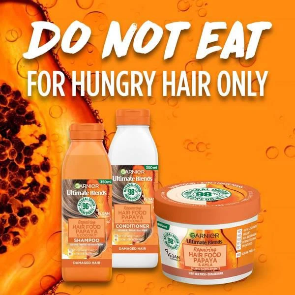 商品Garnier|Garnier Ultimate Blends Repairing Hair Food Papaya Shampoo For Damaged Hair 350ml,价格¥35,第2张图片详细描述