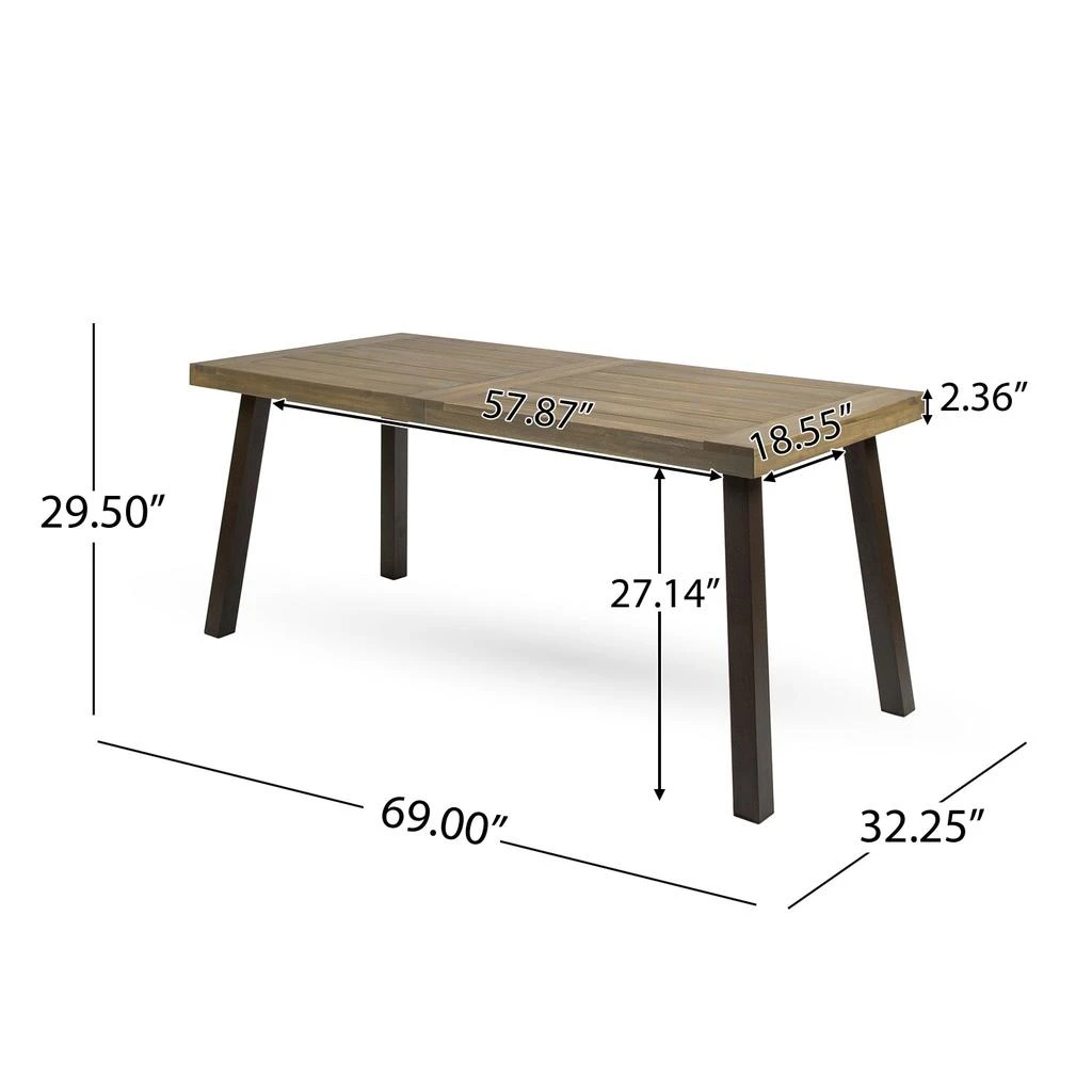 Streamdale Della Acacia Wood Dining Table, Grey/Rustic Metal 商品