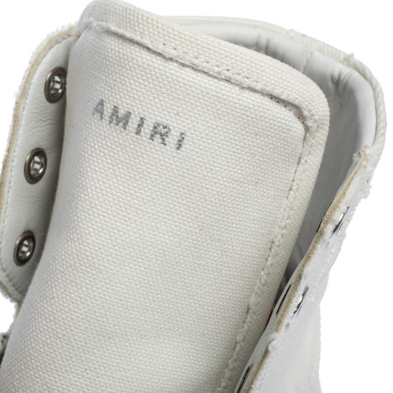 Amiri White/Green Canvas and Leather Sunset High Top Sneakers Size 42商品第7张图片规格展示