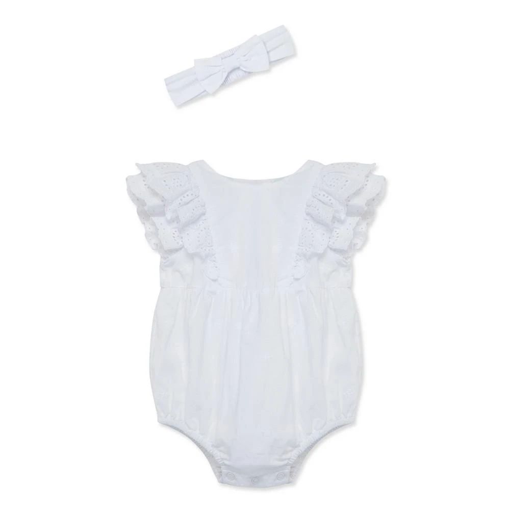 商品Little Me|Baby Girls White Eyelet Bubble with Headband,价格¥81,第1张图片