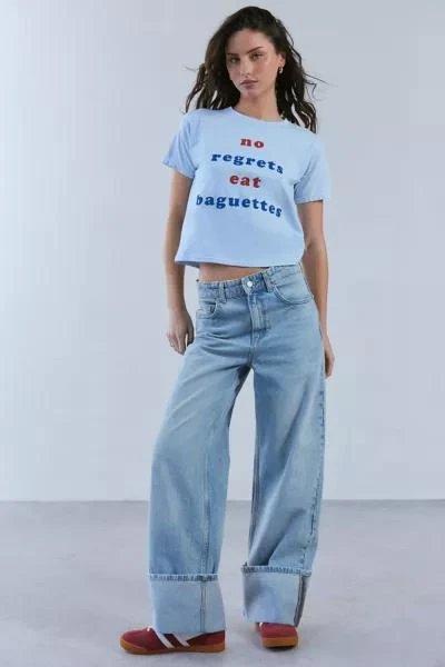 商品Urban Outfitters|No Regrets Eat Baguettes Graphic Slim Tee,价格¥150,第3张图片详细描述