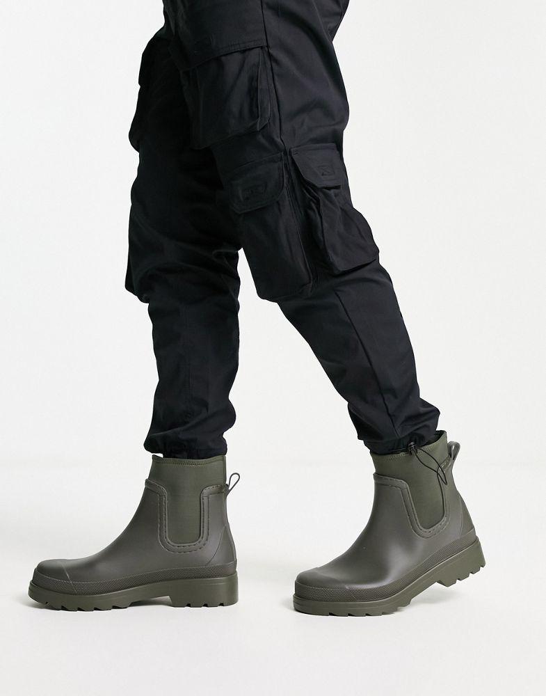 ASOS DESIGN ankle length wellington boots in khaki商品第4张图片规格展示