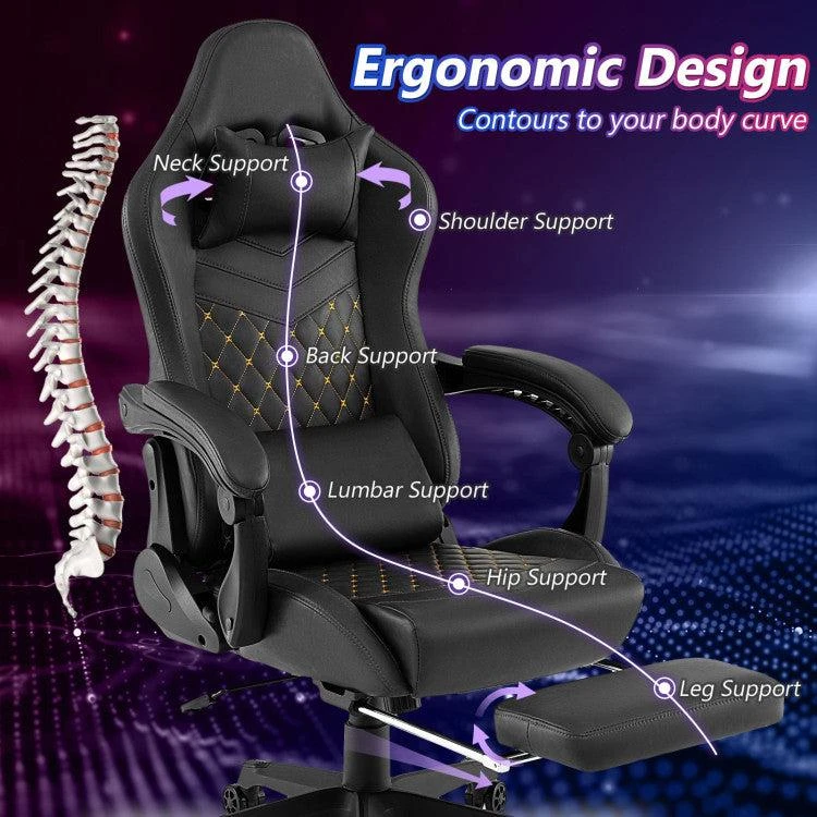 商品Hivvago|Ergonomic Video Game Computer Chair with Headrest and Lumbar Pillow,价格¥2128,第5张图片详细描述