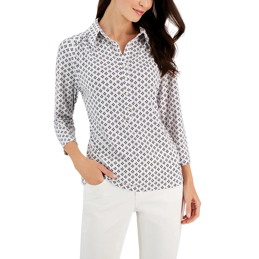 商品Charter Club|Women's Simply Floral Polo Top, Created for Macy's,价格¥148,第1张图片