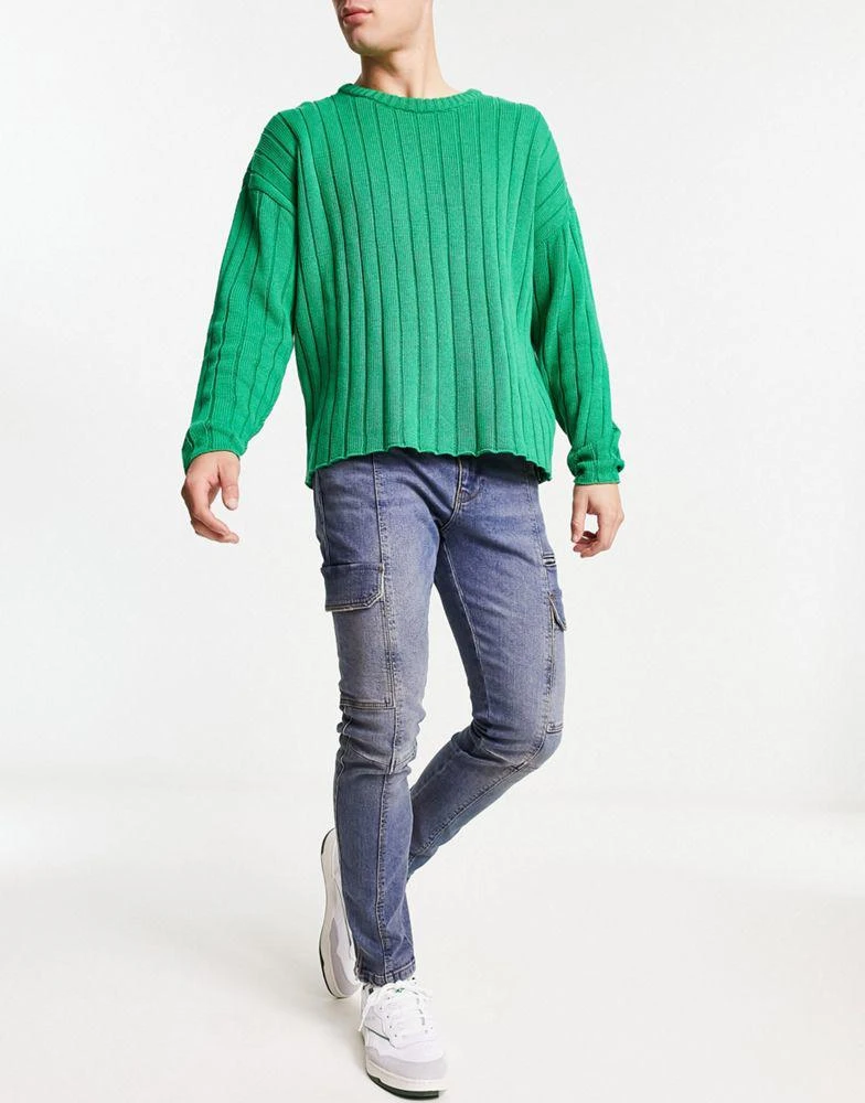 商品ASOS|ASOS DESIGN skinny cargo jeans in mid blue,价格¥206,第1张图片