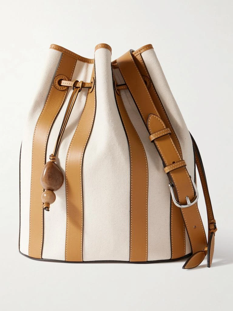 商品Hunting Season|Drawstring 皮革边饰条纹帆布超大号水桶包,价格¥7258,第1张图片