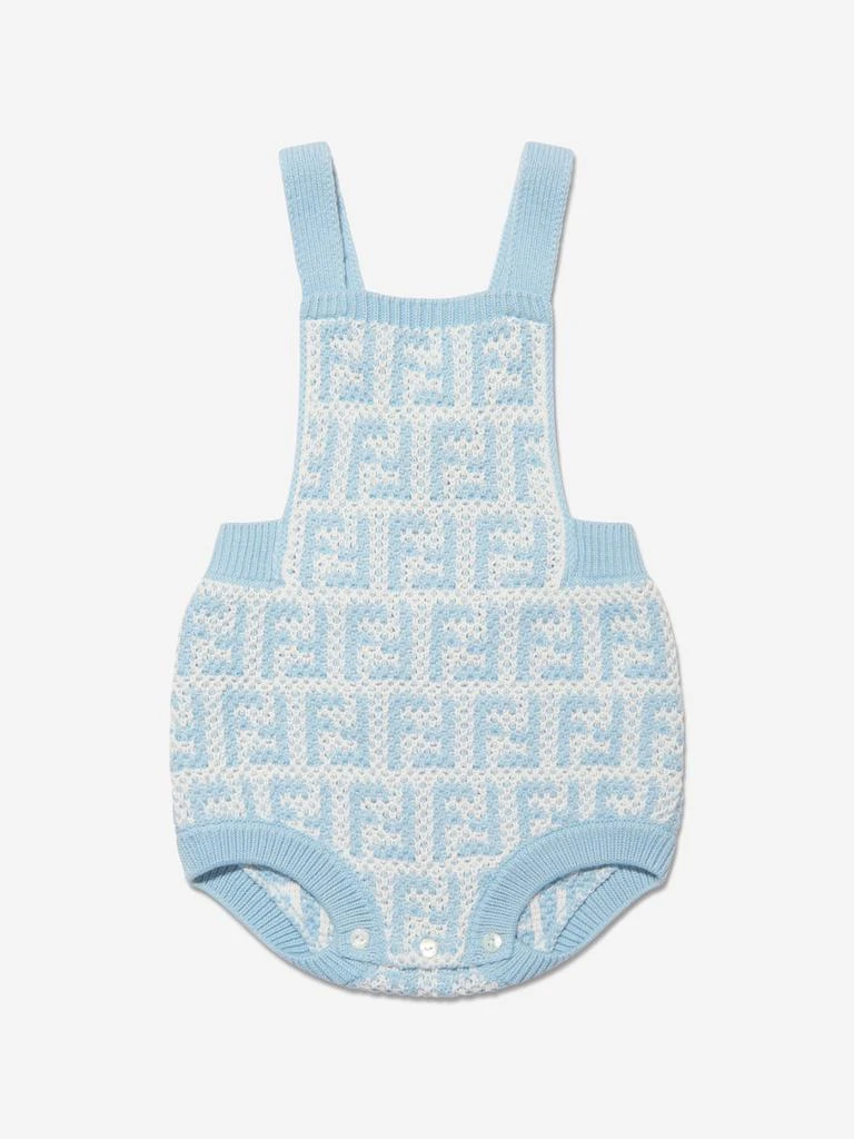 商品Fendi|Fendi  Blue Baby Unisex Knit FF Logo Romper Set,价格¥4900,第2张图片详细描述