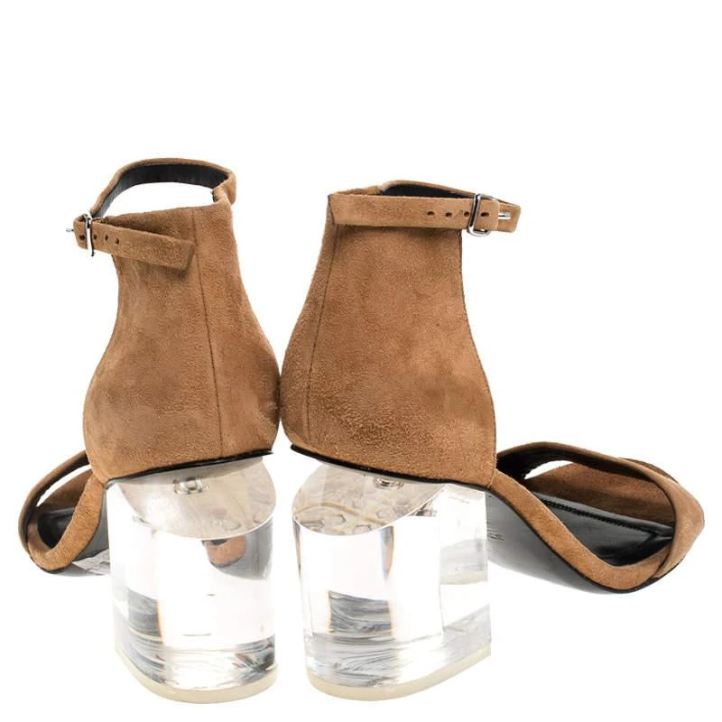 商品[二手商品] Alexander Wang|Alexander Wang Beige Suede Abby Lucite Tilt Heel Sandals Size 37.5,价格¥853,第5张图片详细描述