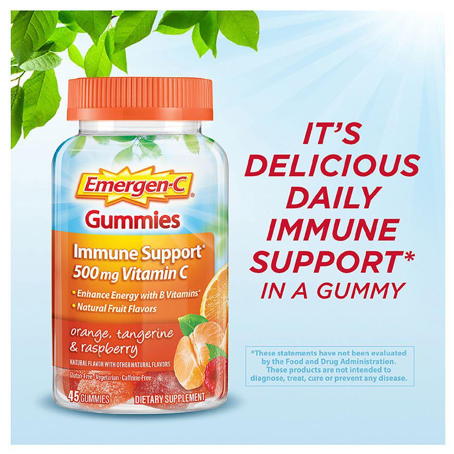 Immune Support Gummies with 500 mg Vitamin C, Folic Acid, and B Vitamins Orange, Tangerine, Raspberry商品第6缩略图预览