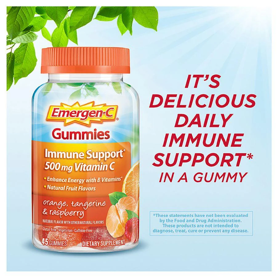 Immune Support Gummies with 500 mg Vitamin C, Folic Acid, and B Vitamins Orange, Tangerine, Raspberry 商品